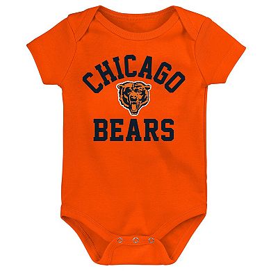 Newborn & Infant Orange/Navy/Heather Gray Chicago Bears Three-Pack Eat, Sleep & Drool Retro Bodysuit Set