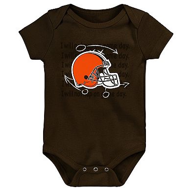 Newborn & Infant Brown/Orange/Heather Gray Cleveland Browns Three-Pack Eat, Sleep & Drool Retro Bodysuit Set