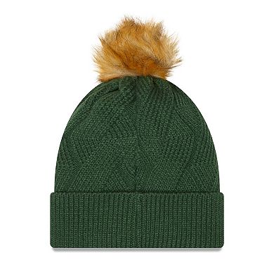 Women's New Era Green Green Bay Packers Snowy Cuffed Knit Hat with Pom