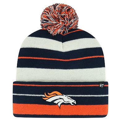 Women's '47 Navy Denver Broncos Powerline Cuffed Knit Hat with Pom