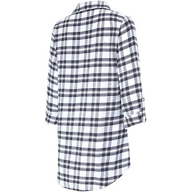 Women's Concepts Sport Charcoal Cleveland Browns Sienna Plaid Full-Button Long Sleeve Nightshirt