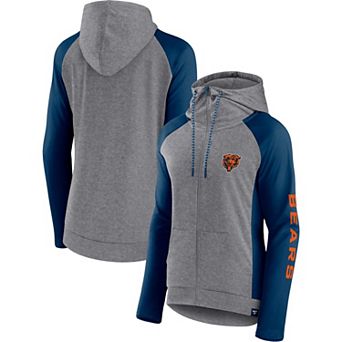 Women's Fanatics Branded Heather Gray/College Navy Chicago Bears Blind Side Lightweight Full-Zip Hoodie