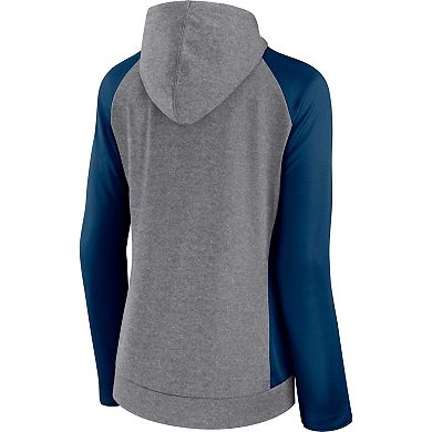 Women's Fanatics Branded Heather Gray/College Navy Chicago Bears Blind Side Lightweight Full-Zip Hoodie
