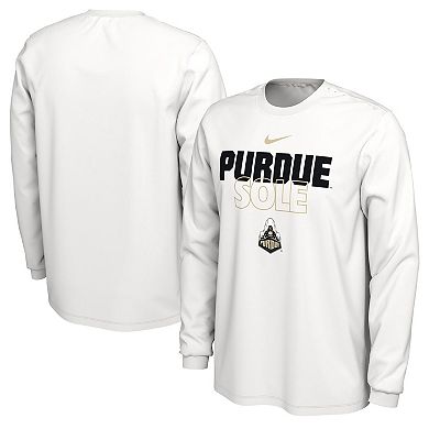 Nike  White Purdue Boilermakers 2023 On Court Bench Long Sleeve T-Shirt