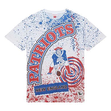 Men's Mitchell & Ness White New England Patriots Team Burst Sublimated T-Shirt