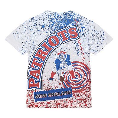 Men's Mitchell & Ness White New England Patriots Team Burst Sublimated T-Shirt