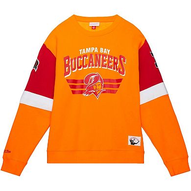 Men's Mitchell & Ness Orange Tampa Bay Buccaneers Gridiron Classics Allover 3.0 Pullover Sweatshirt