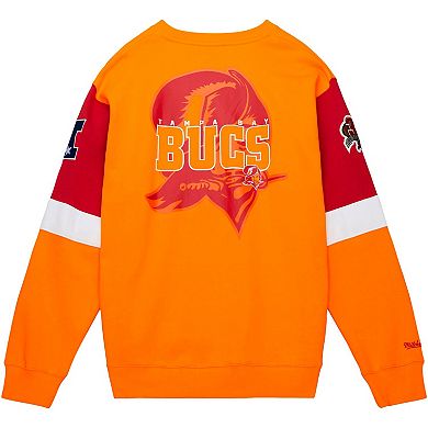 Men's Mitchell & Ness Orange Tampa Bay Buccaneers Gridiron Classics Allover 3.0 Pullover Sweatshirt