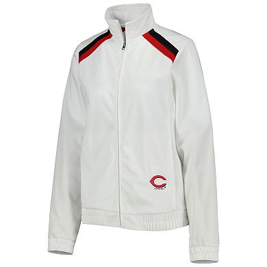 Women's G-III 4Her by Carl Banks White Cincinnati Reds Red Flag Full-Zip Track Jacket