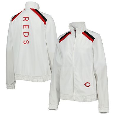 Women's G-III 4Her by Carl Banks White Cincinnati Reds Red Flag Full-Zip Track Jacket