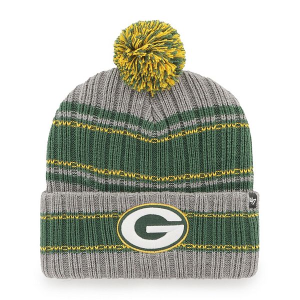 Men's '47 Graphite Green Bay Packers Rexford Cuffed Knit Hat with Pom