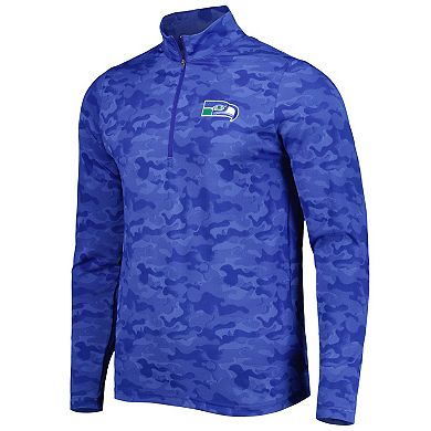 Men's Antigua Royal Seattle Seahawks Brigade Throwback Quarter-Zip Top