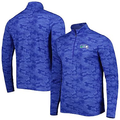 Men's Antigua Royal Seattle Seahawks Brigade Throwback Quarter-Zip Top