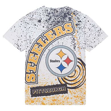 Men's Mitchell & Ness White Pittsburgh Steelers Team Burst Sublimated T-Shirt