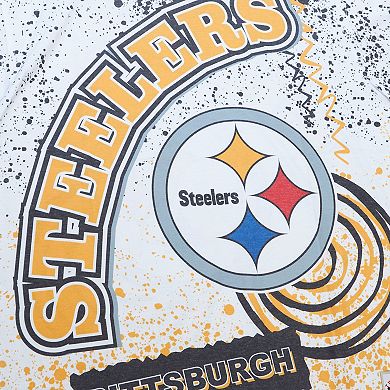 Men's Mitchell & Ness White Pittsburgh Steelers Team Burst Sublimated T-Shirt
