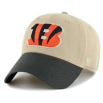 Men's '47 Khaki/Black Cincinnati Bengals Ashford Clean Up Adjustable Hat