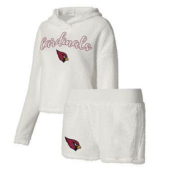 Women's Concepts Sport White Arizona Cardinals Fluffy Pullover Sweatshirt & Shorts Sleep Set