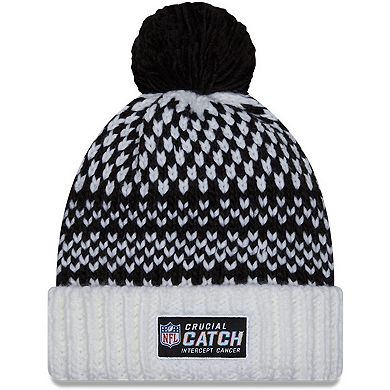 Women's New Era Black/White New Orleans Saints 2023 NFL Crucial Catch Cuffed Pom Knit Hat