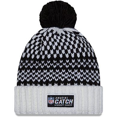 Women's New Era  Black/White New Orleans Saints 2023 NFL Crucial Catch Cuffed Pom Knit Hat