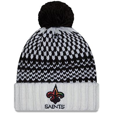 Women's New Era  Black/White New Orleans Saints 2023 NFL Crucial Catch Cuffed Pom Knit Hat