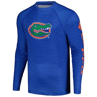 Men's Columbia Royal Florida Gators PFG Terminal Tackle Omni-Shade Raglan Long Sleeve T-Shirt