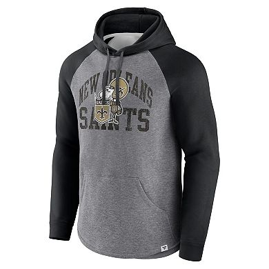 Men's Fanatics Branded Heather Gray New Orleans Saints Favorite Arch Raglan Pullover Hoodie
