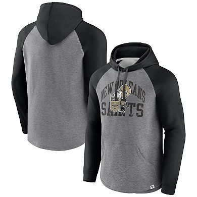 Men's Fanatics Branded Heather Gray New Orleans Saints Favorite Arch Raglan Pullover Hoodie