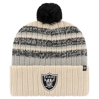 Men's '47 Natural Las Vegas Raiders Tavern Cuffed Knit Hat with Pom