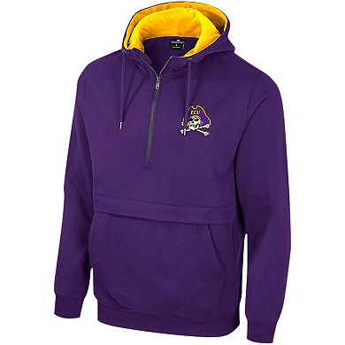 Men's Colosseum Purple ECU Pirates Team Half-Zip Pullover Hoodie