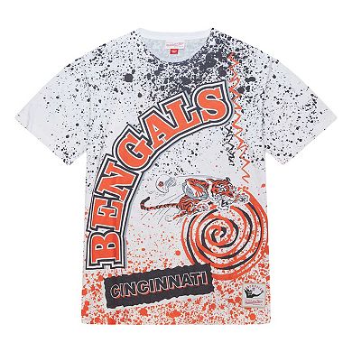 Men's Mitchell & Ness White Cincinnati Bengals Team Burst Sublimated T-Shirt