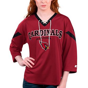 Women's Starter Cardinal Arizona Cardinals Rally Lace-Up 3/4 Sleeve T-Shirt