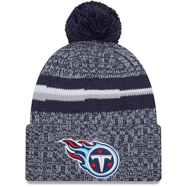 Men's New Era Navy Tennessee Titans 2023 Sideline Cuffed Knit Hat With Pom