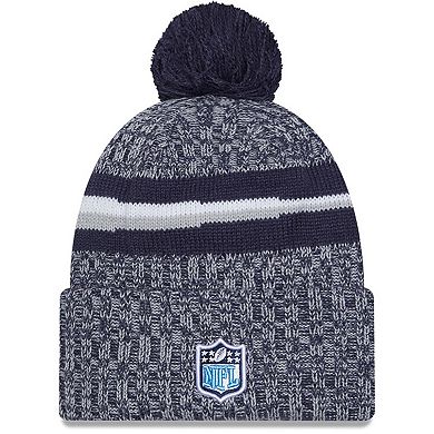 Men's New Era  Navy Tennessee Titans 2023 Sideline Cuffed Knit Hat With Pom