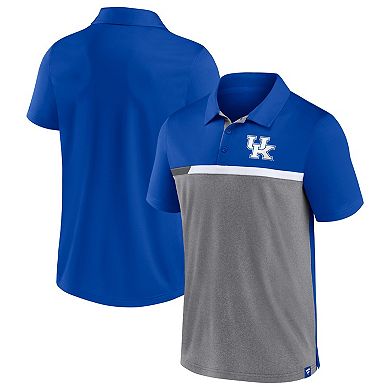Men's Fanatics Branded Royal/Heathered Gray Kentucky Wildcats Split Block Color Block Polo