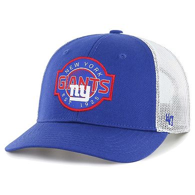 Youth '47 Royal/White New York Giants Scramble Adjustable Trucker Hat