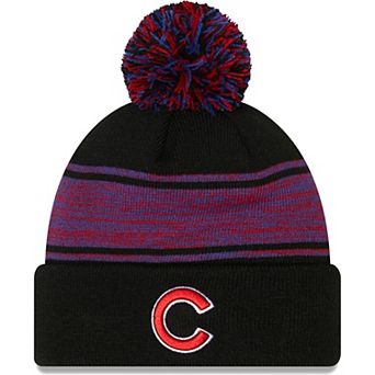 Men's New Era Black Chicago Cubs Chilled Cuffed Knit Hat with Pom