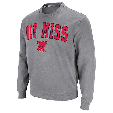 Men's Colosseum Heather Gray Ole Miss Rebels Arch & Logo Pullover Sweatshirt