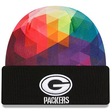 Youth New Era Black Green Bay Packers 2023 NFL Crucial Catch Cuffed Knit Hat