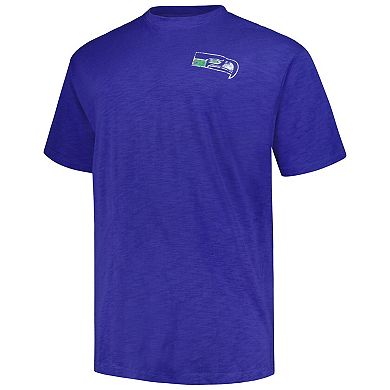 Men's Profile Royal Seattle Seahawks Big & Tall Two-Hit Throwback T-Shirt