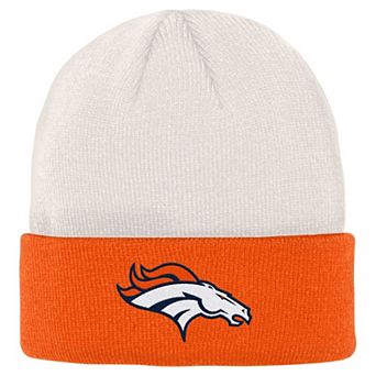 Youth Cream/Orange Denver Broncos Bone Cuffed Knit Hat