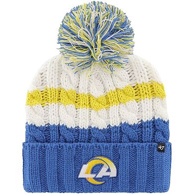 Women's '47 White Los Angeles Rams Ashfield Cuffed Knit Hat with Pom
