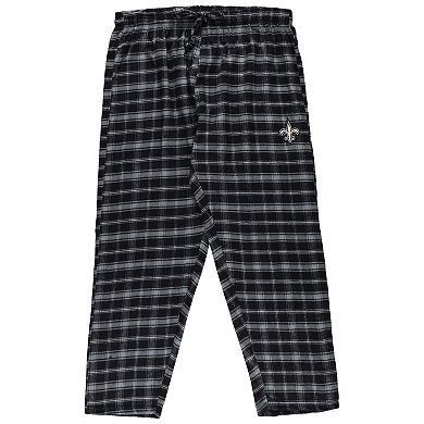 Women's Concepts Sport Black New Orleans Saints Plus Size Badge T-Shirt & Flannel Pants Sleep Set
