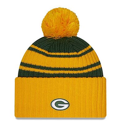 Men's New Era Green Green Bay Packers 2022 Sideline Cuffed Pom Knit Hat