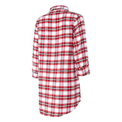 Women's Concepts Sport Red Tampa Bay Buccaneers Sienna Plaid Full-Button Long Sleeve Nightshirt