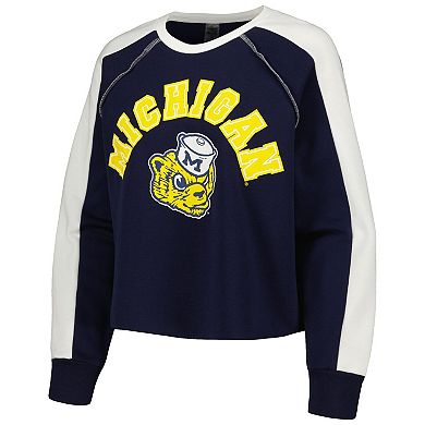 Women's Gameday Couture Navy Michigan Wolverines Blindside RaglanÂ Cropped Pullover Sweatshirt