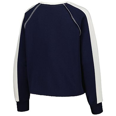 Women's Gameday Couture Navy Michigan Wolverines Blindside RaglanÂ Cropped Pullover Sweatshirt