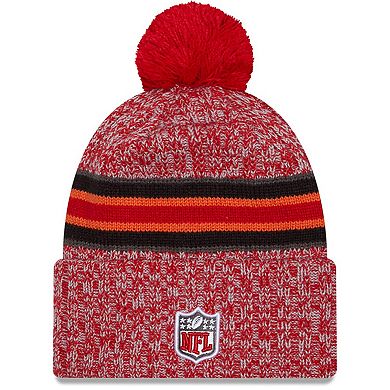 Men's New Era Red Tampa Bay Buccaneers 2023 Sideline Cuffed Knit Hat With Pom