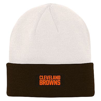Youth Cream/Brown Cleveland Browns Bone Cuffed Knit Hat