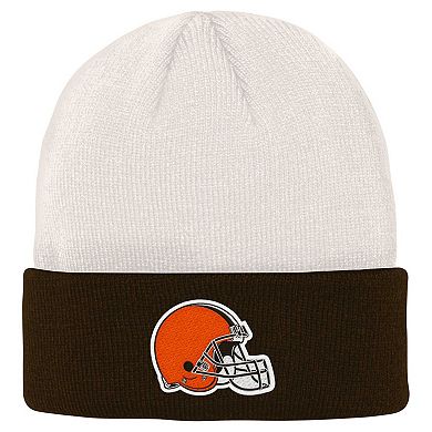 Youth Cream/Brown Cleveland Browns Bone Cuffed Knit Hat