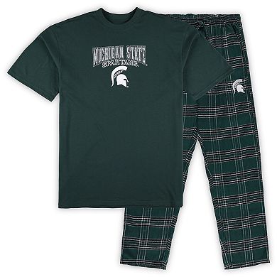 Men's Profile Green Michigan State Spartans Big & Tall 2-Pack T-Shirt & Flannel Pants Set